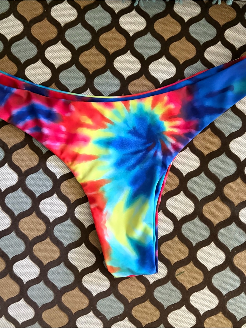 Zaful Rainbow Tie-Dye Bikini Bottom - Red, Yellow, Blue - Picture 2 of 4